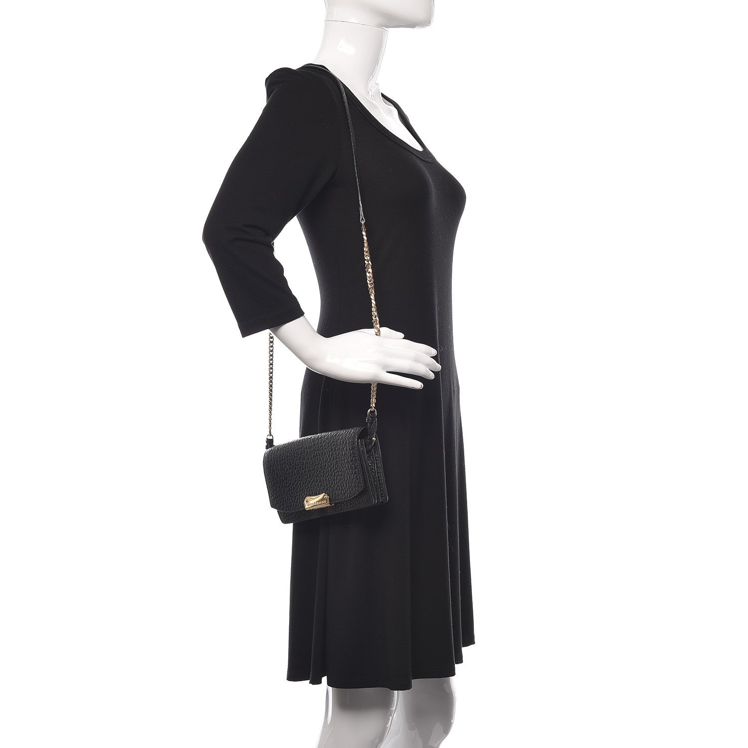 Burberry Signature Grain Small Madison Chain Clutch Black 2 of 6