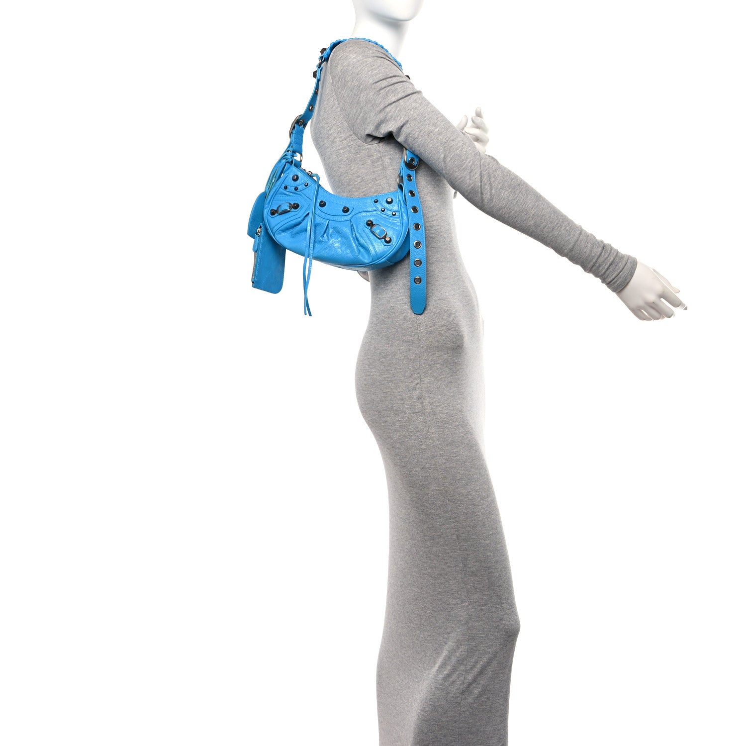 Balenciaga Agneau Arena Le Cagole Shoulder Bag XS Cyan 2 of 10
