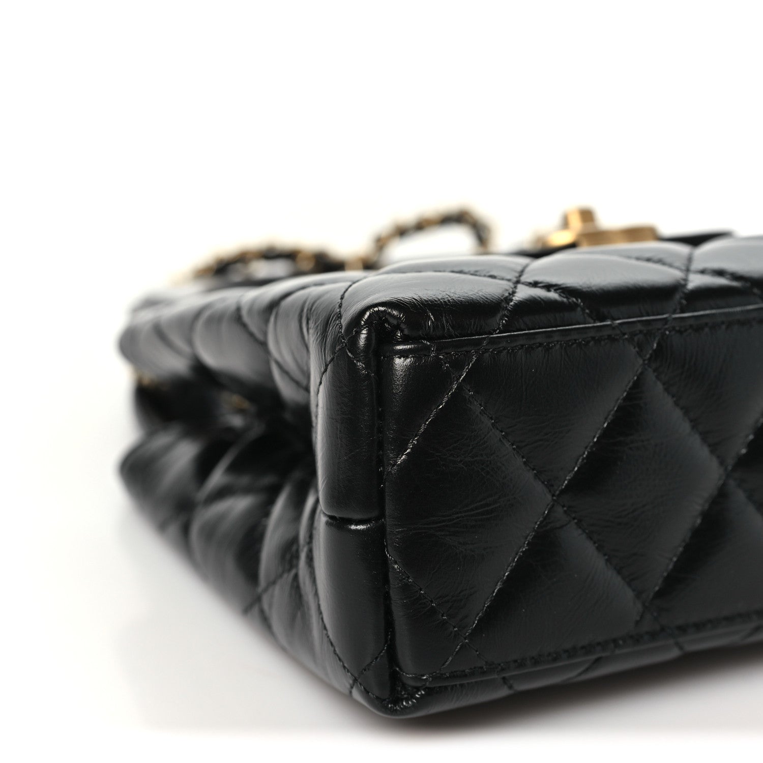 Chanel Shiny Aged Calfskin Quilted Nano Kelly Shopper Black 9 of 11