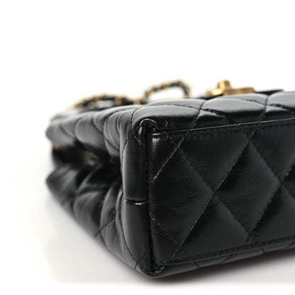 Chanel Shiny Aged Calfskin Quilted Nano Kelly Shopper Black 9 of 11