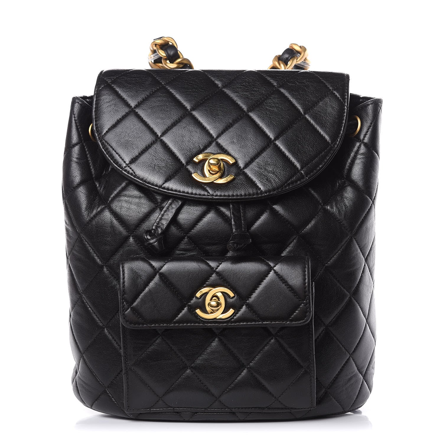 Chanel Lambskin Quilted Drawstring Backpack Black 1 of 16