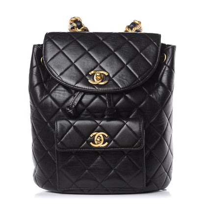 Chanel Lambskin Quilted Drawstring Backpack Black 1 of 16