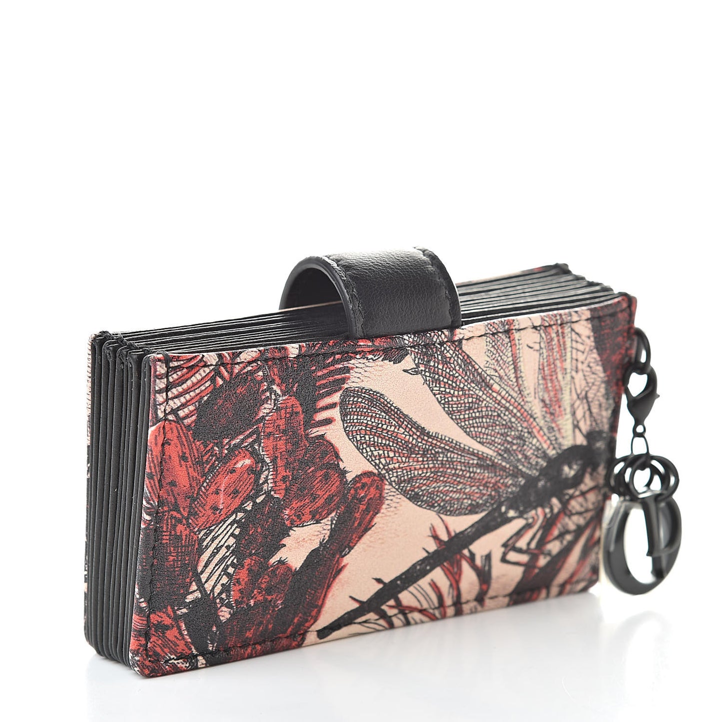 Calfskin Lady Dior Toile de Jouy Gusseted Card Holder Rouge Multicolor