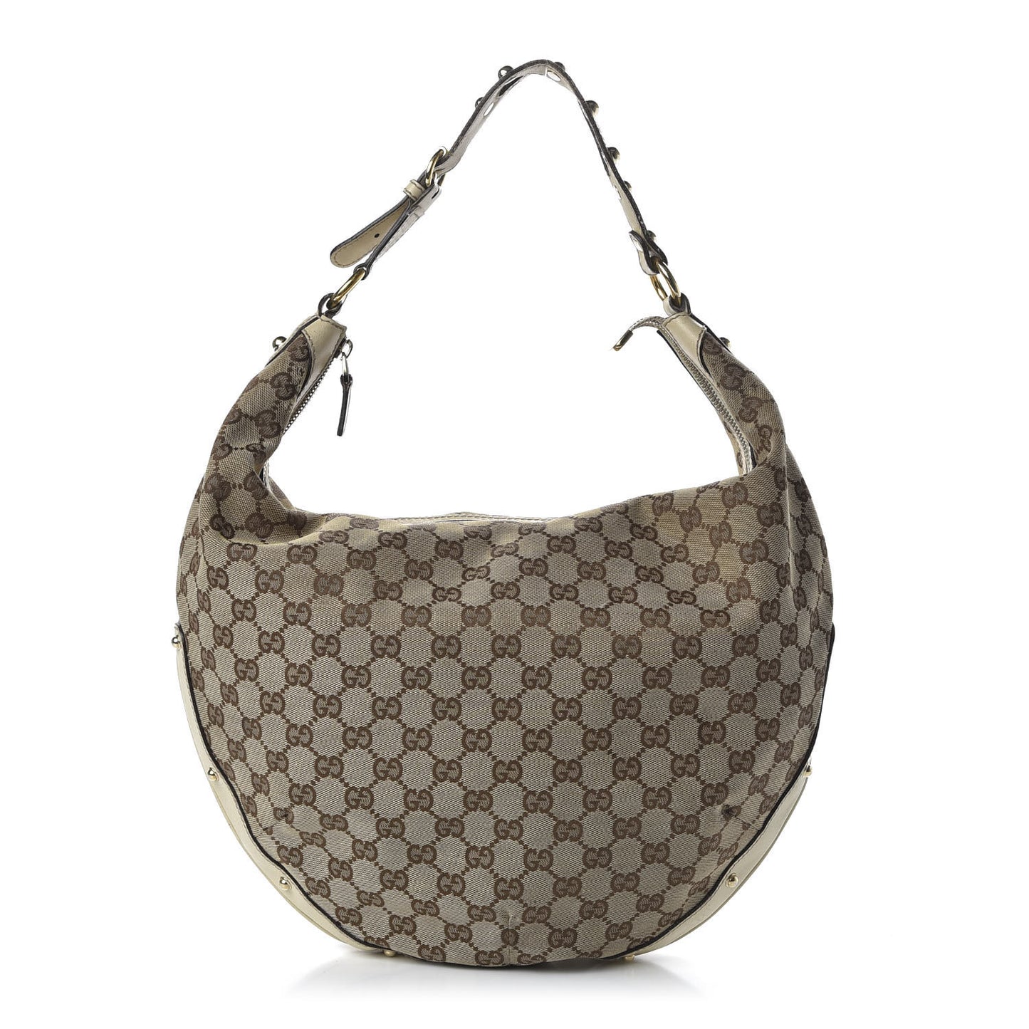 Monogram Large Biba Studded Hobo Off White