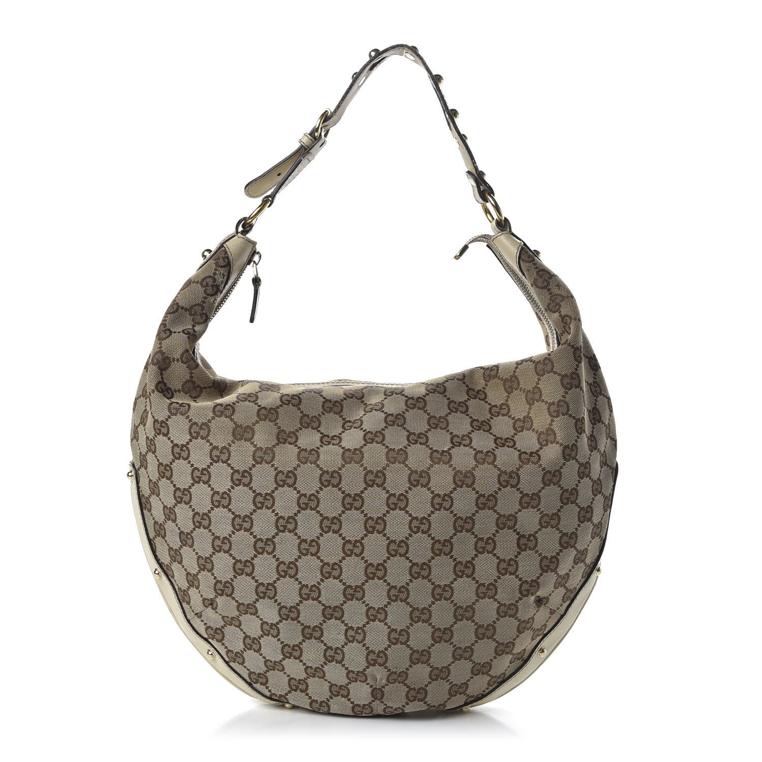 Gucci Monogram Large Biba Studded Hobo Off White 1 of 10