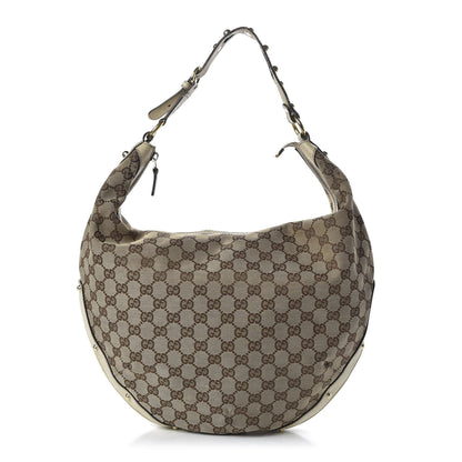 Gucci Monogram Large Biba Studded Hobo Off White 1 of 10