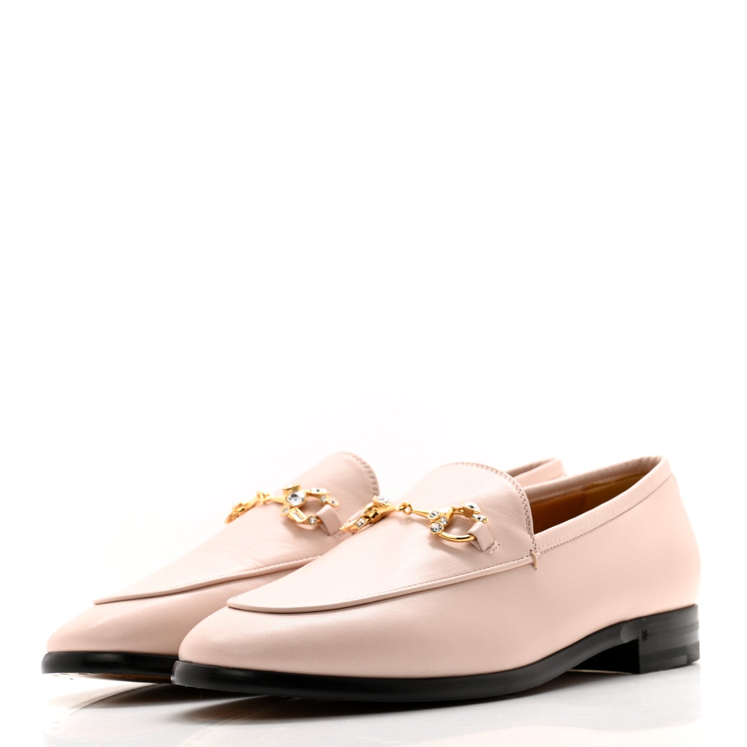 Gucci Malaga Kid Crystal Horsebit Womens Jordaan Loafers 39.5 Pink Hibiscus 3 of 12