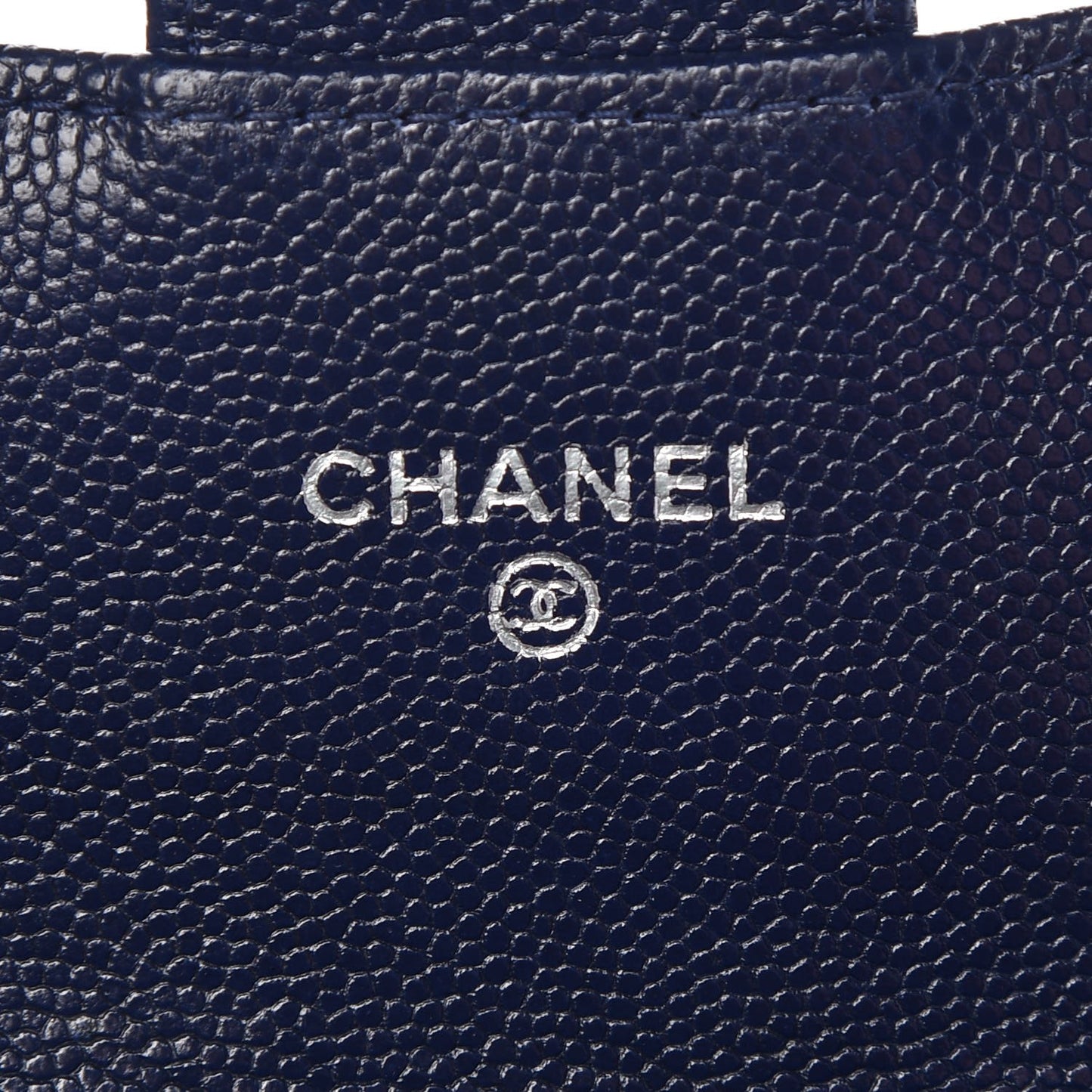 Caviar Quilted Large Flap Wallet Navy Blue