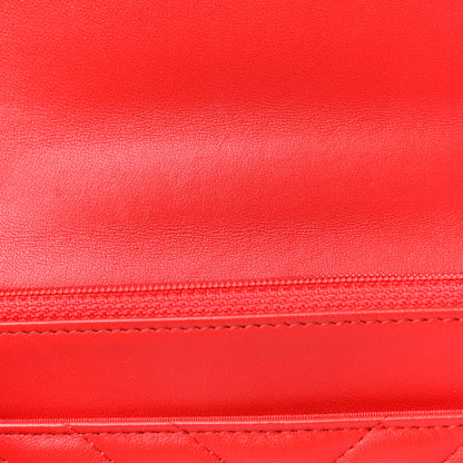 Chanel Lambskin Chevron Quilted Trendy CC Wallet On Chain WOC Red 12 of 22