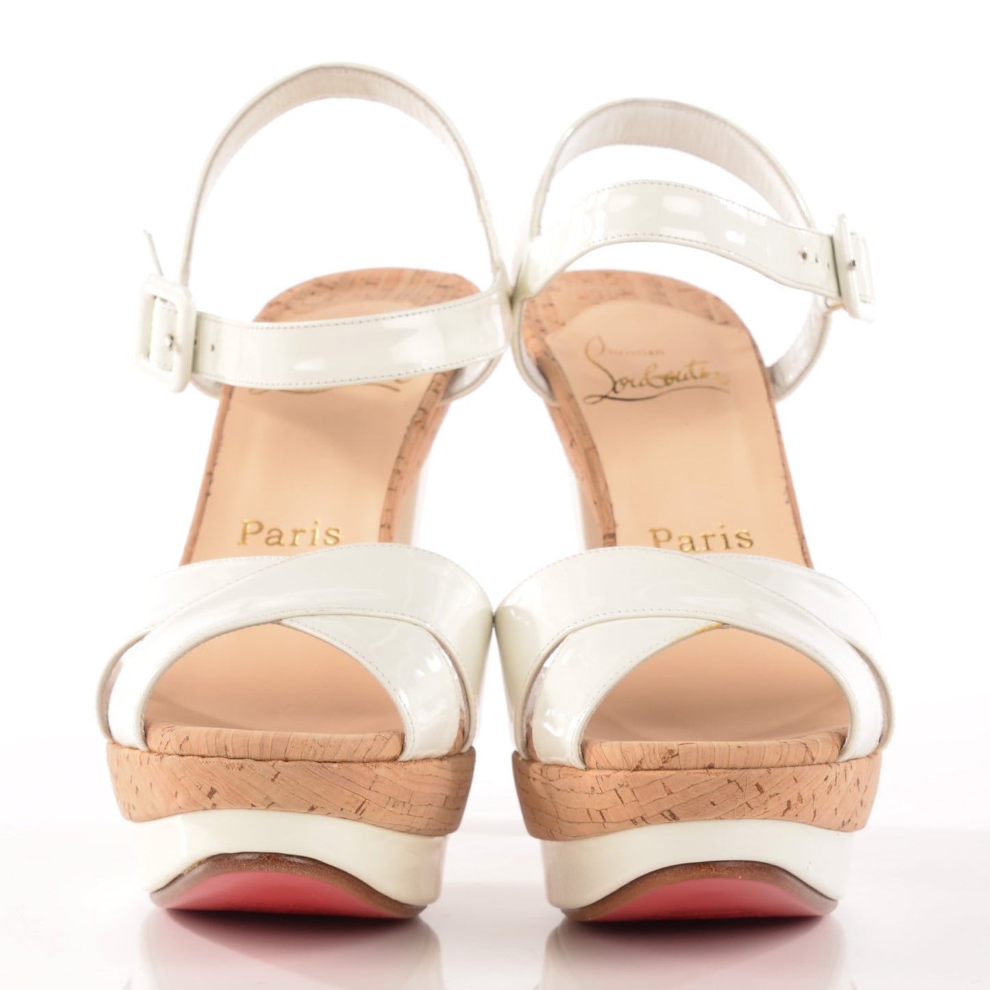Patent Cork LaFalaise 110 Platform Sandals 38 White