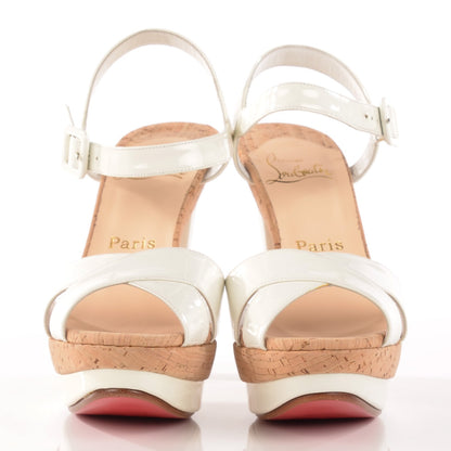 Christian Louboutin Patent Cork LaFalaise 110 Platform Sandals 38 White 2 of 8