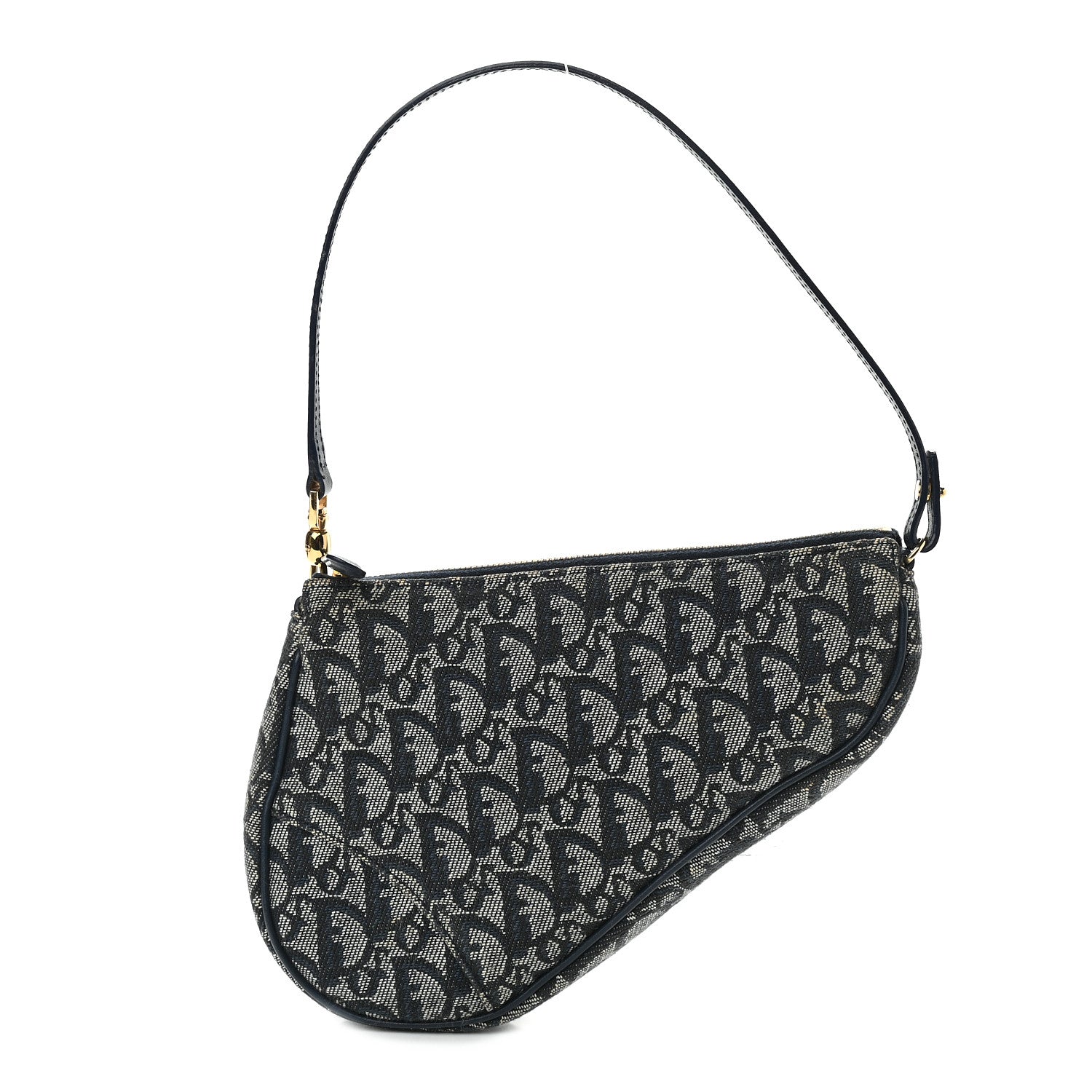 Christian Dior Monogram Mini Saddle Pochette Navy 1 of 9