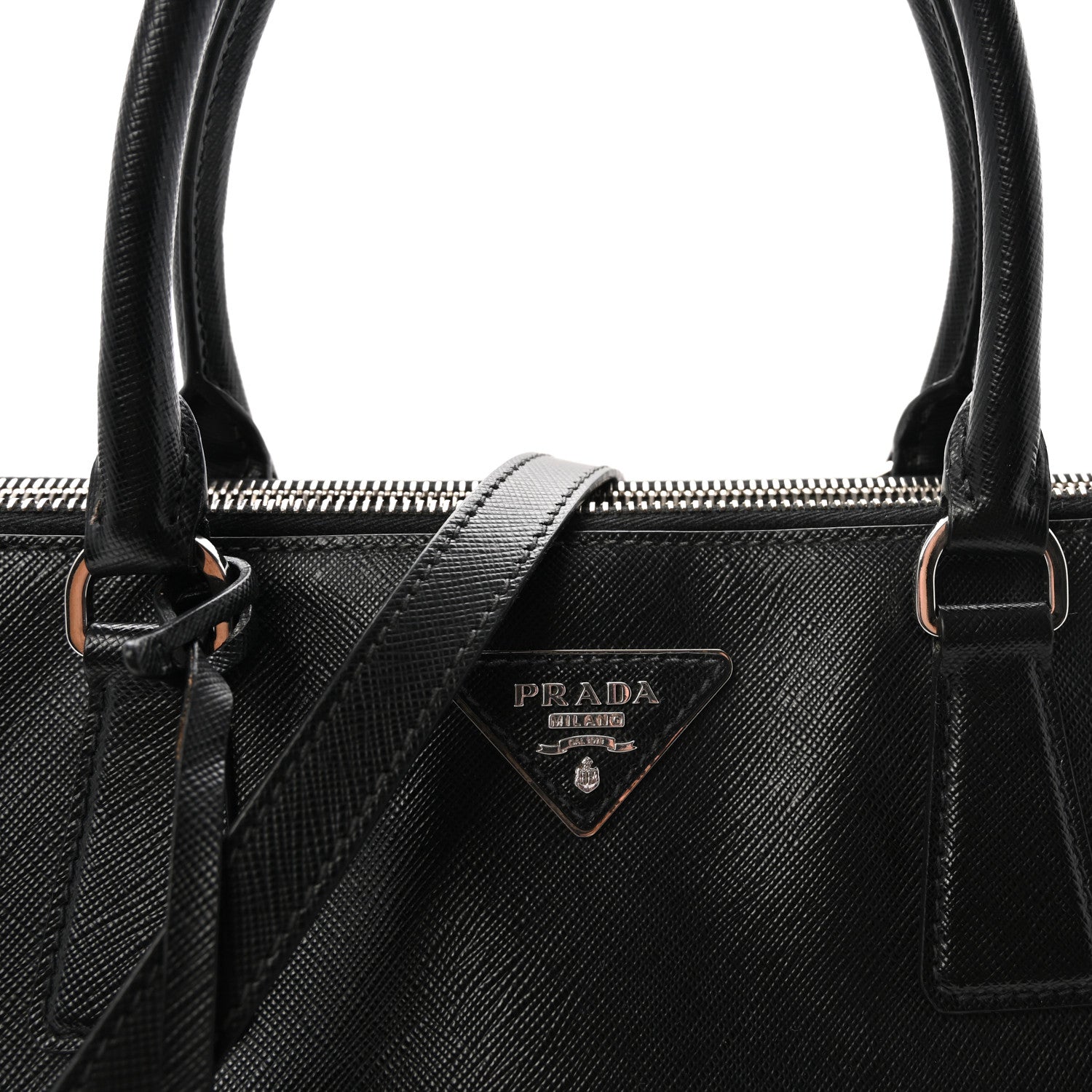 Prada Saffiano Medium Galleria Double Zip Tote Black Talco 7 of 9