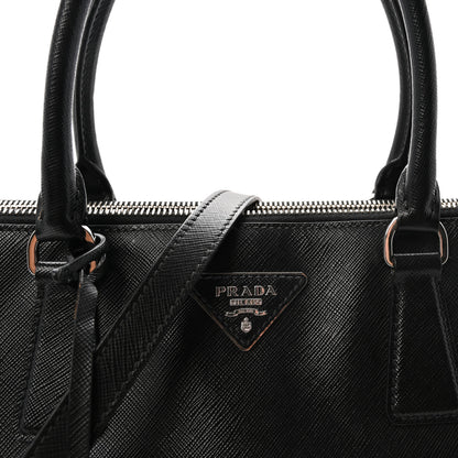 Prada Saffiano Medium Galleria Double Zip Tote Black Talco 7 of 9