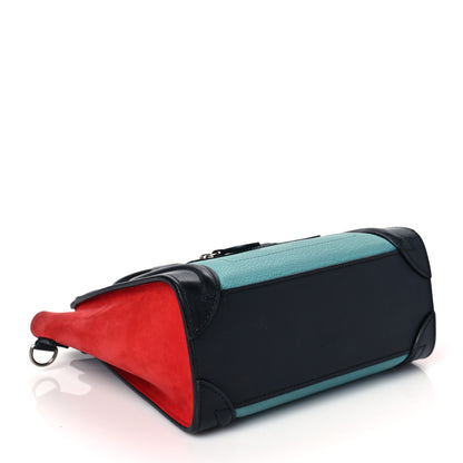 Celine Drummed Calfskin Nubuck Nano Tri-Color Luggage Glacier Red Black 3 of 8