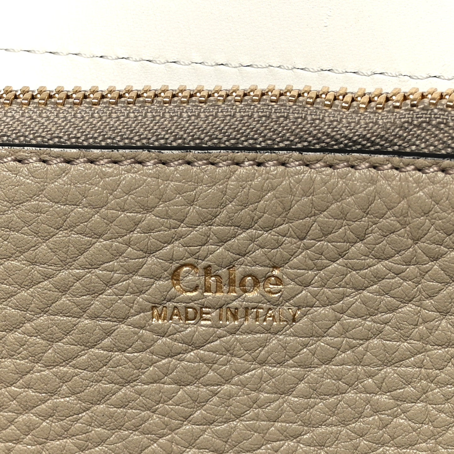 Grained Calfskin Large Charlotte Tote Motty Grey White