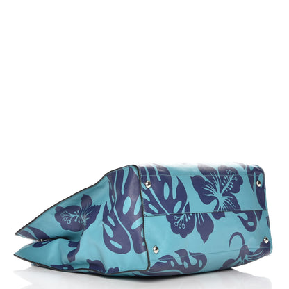 Prada Saffiano Hibiscus Print Tote Turchese Baltico 4 of 7
