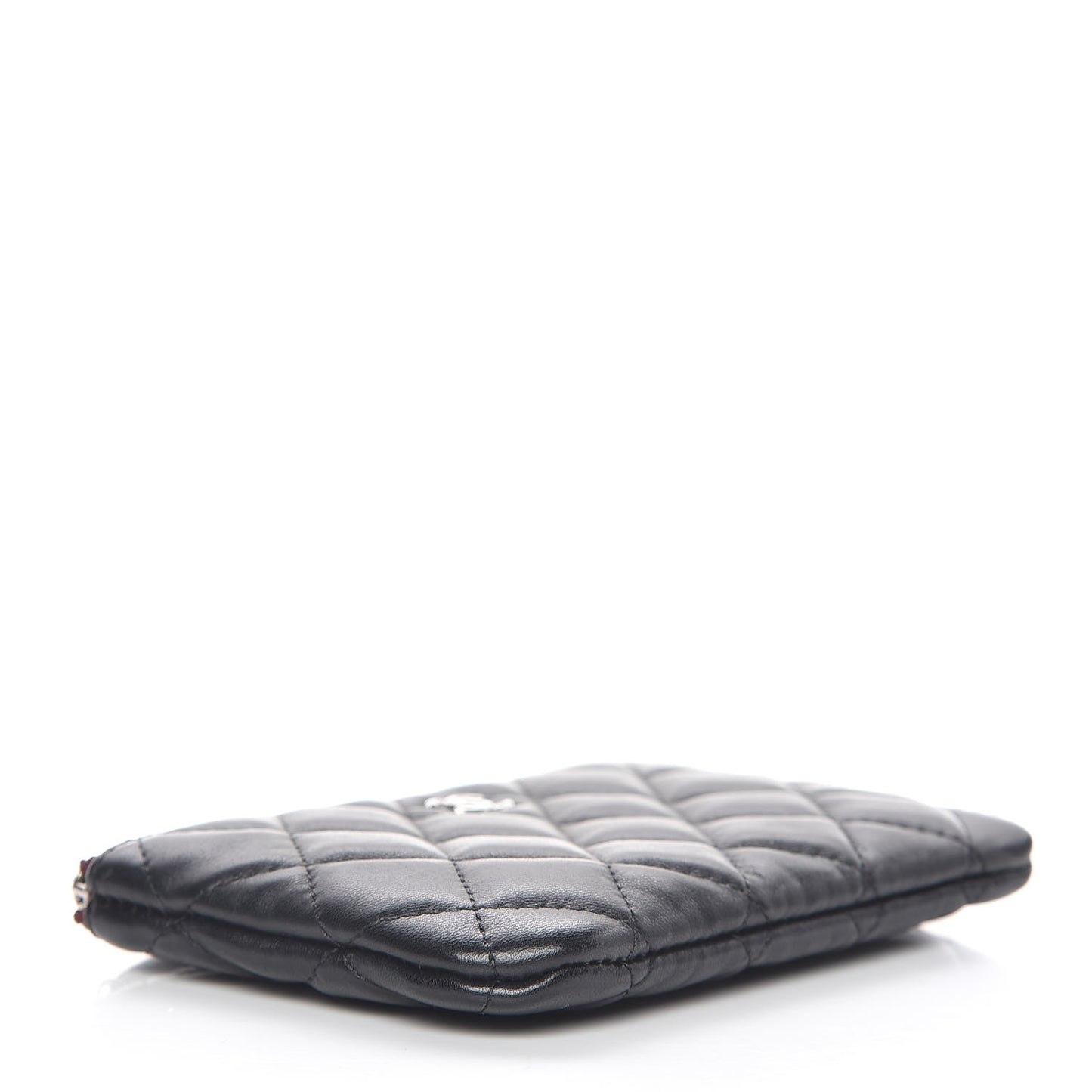 Lambskin Quilted Small Cosmetic Case Black