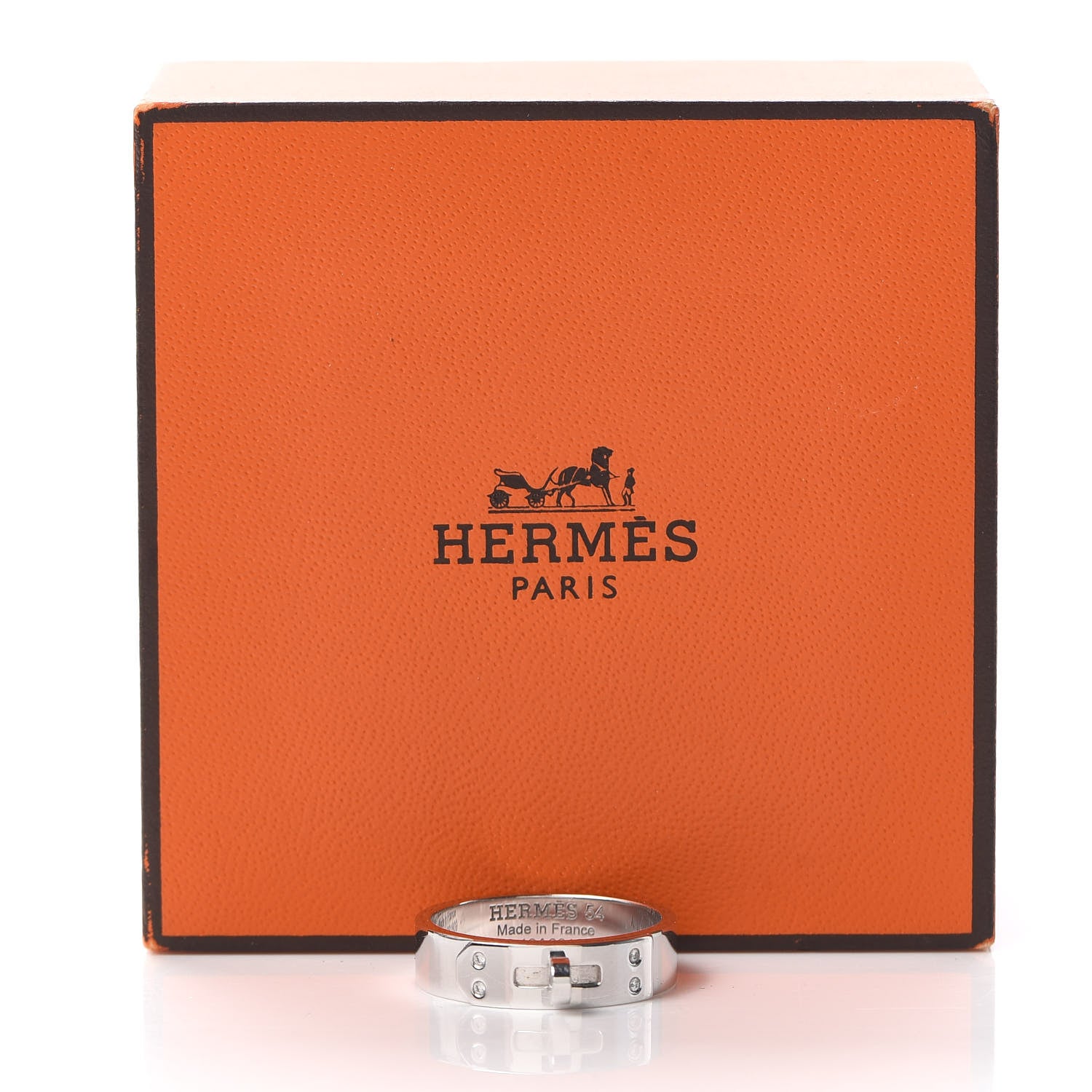 Hermes 18K White Gold Diamond PM Kelly Ring 54 6.75 5 of 5