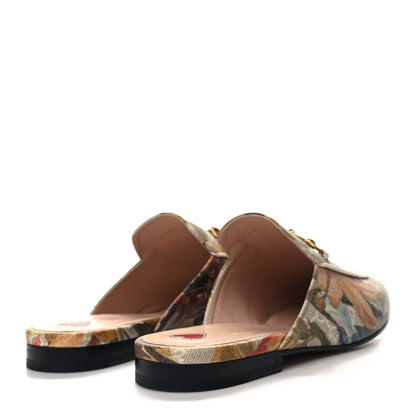 Gucci GG Supreme Monogram Malaga Kid Water Flora Womens Princetown Slippers 40 Beige White Multicolor Mystic White 4 of 9