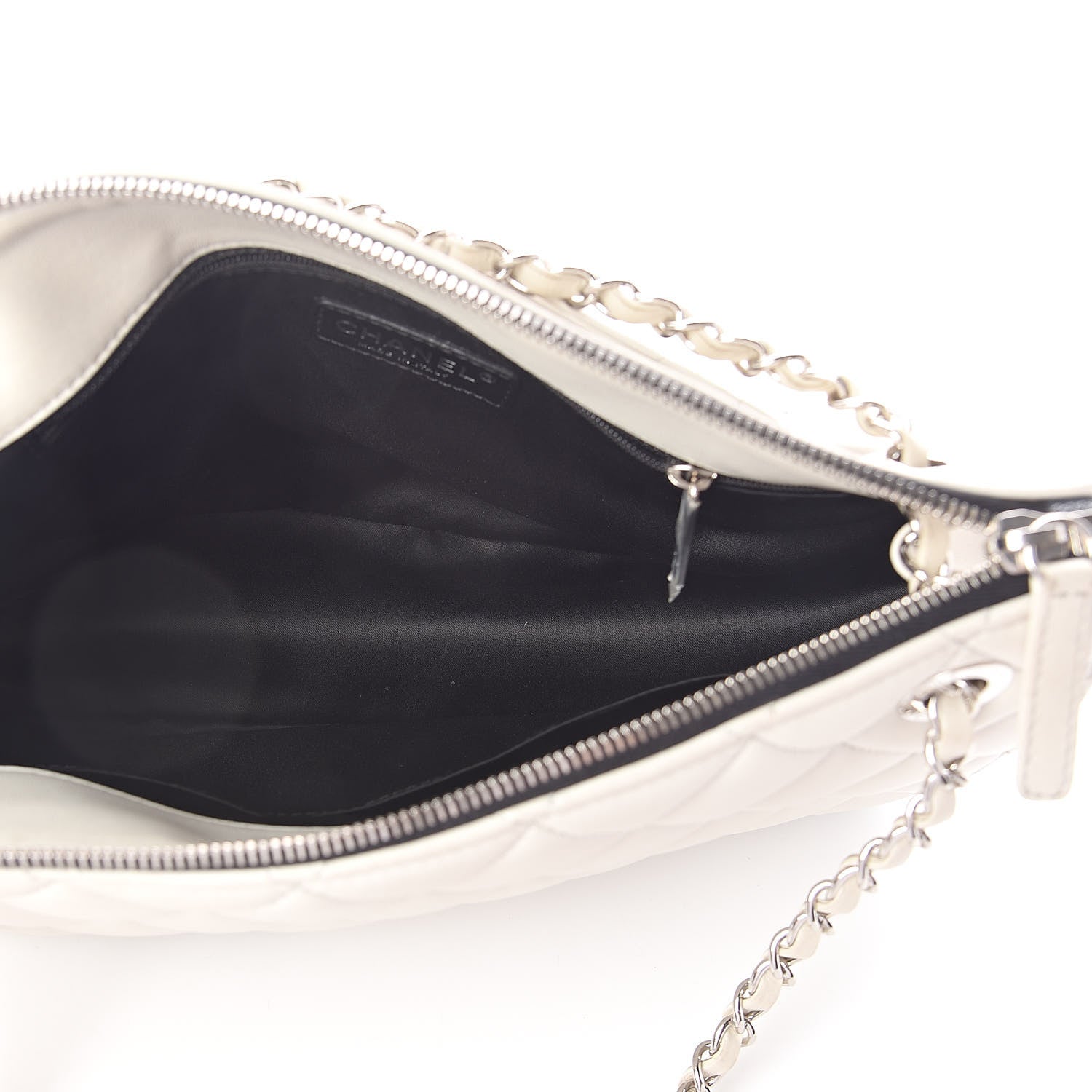 Chanel Lambskin Quilted Large Blizzard Zip Top Flap Light Beige Black 5 of 10