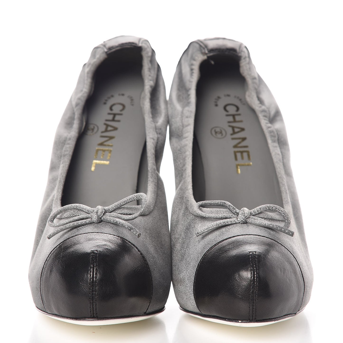 Suede CC Cap Toe Pumps 38.5 Grey Black