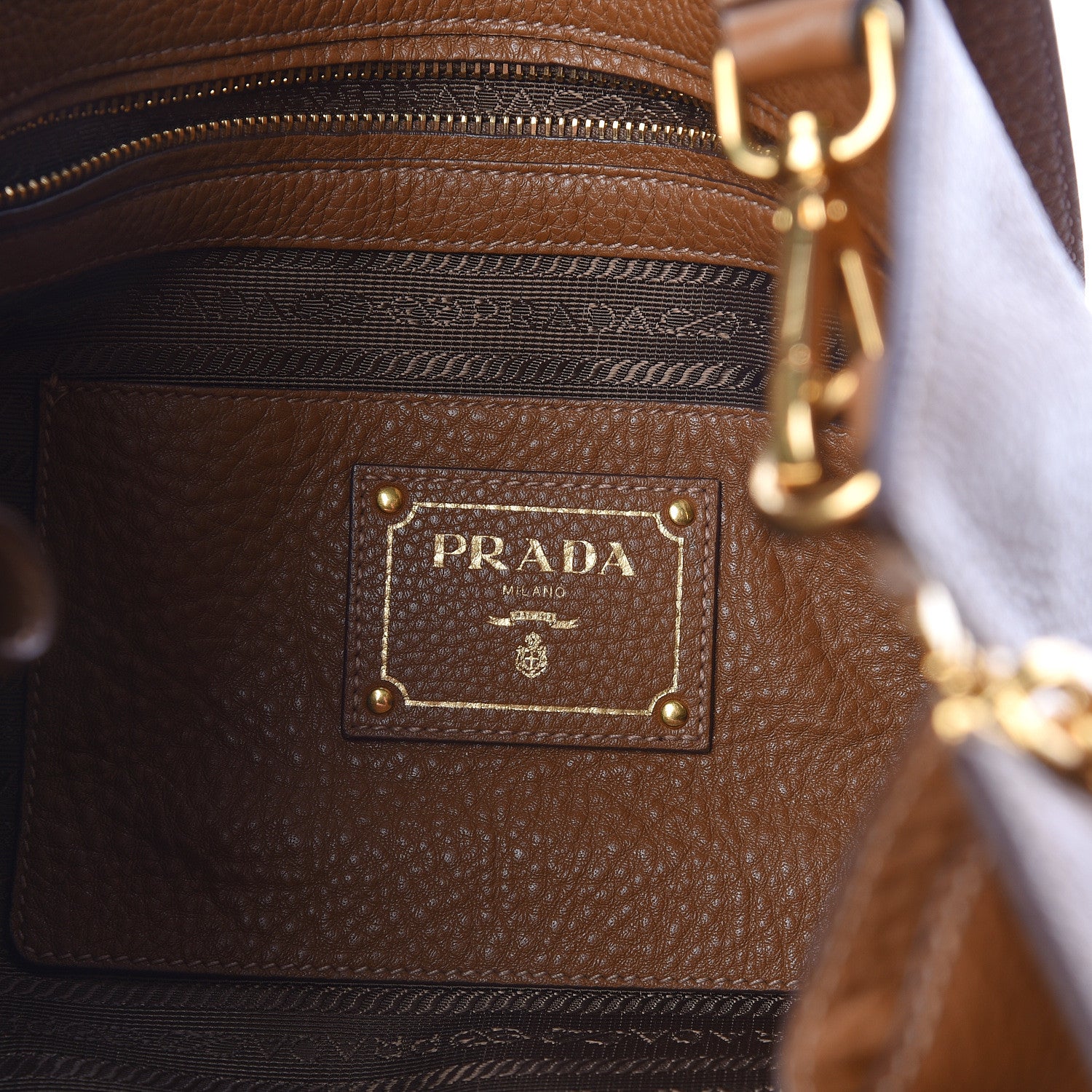 Prada Vitello Daino Side Zip Tote Cannella 7 of 10
