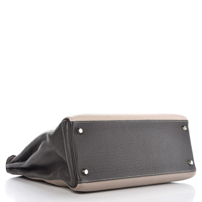 Hermes Taurillon Clemence Tri-color Kelly Retourne 35 Graphite Gris Tourterelle Gris Clair 6 of 36