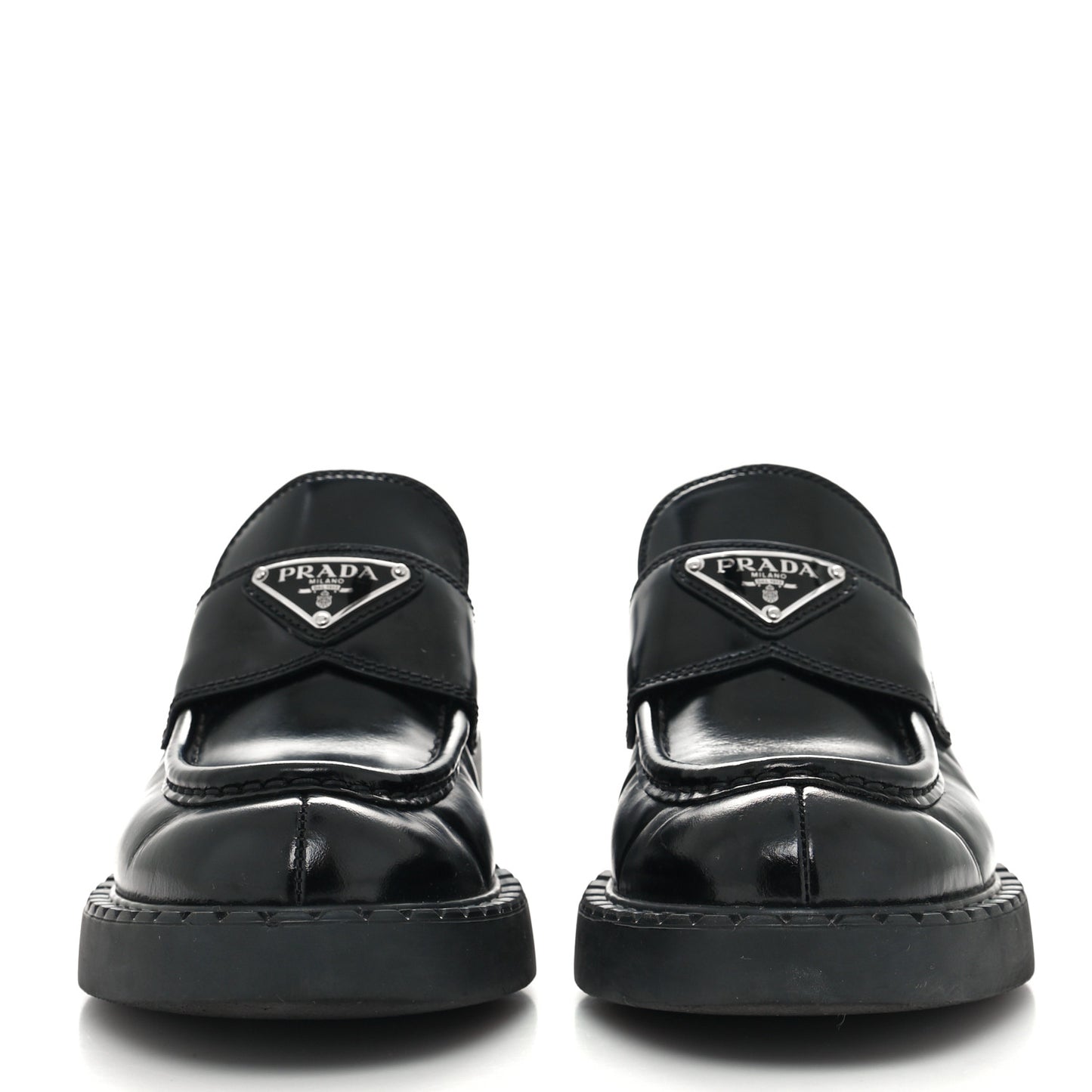 Spazzolato Metal Triangle Logo 50mm Loafers 36 Black