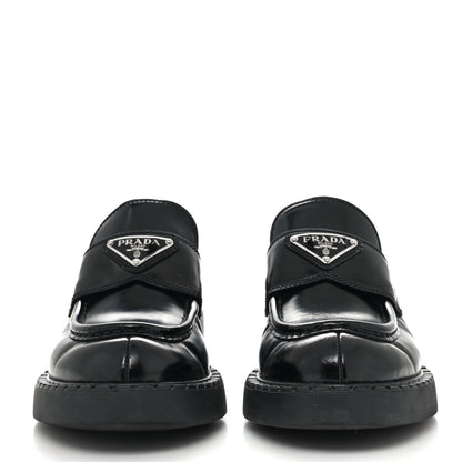 Prada Spazzolato Metal Triangle Logo 50mm Loafers 36 Black 2 of 8
