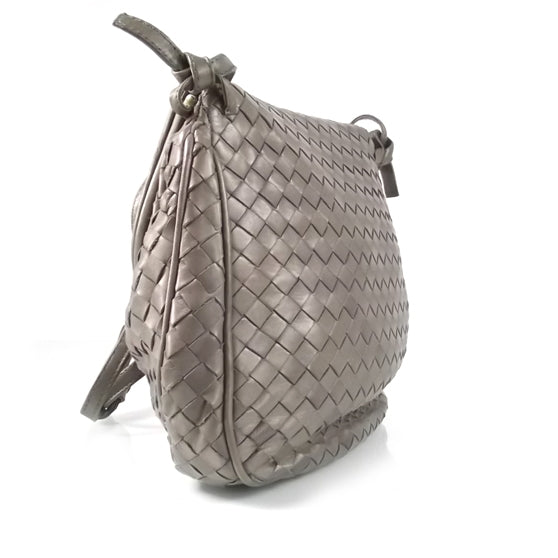 Bottega Veneta Vintage Woven Fold Over Shoulder Bag Gray 3 of 8