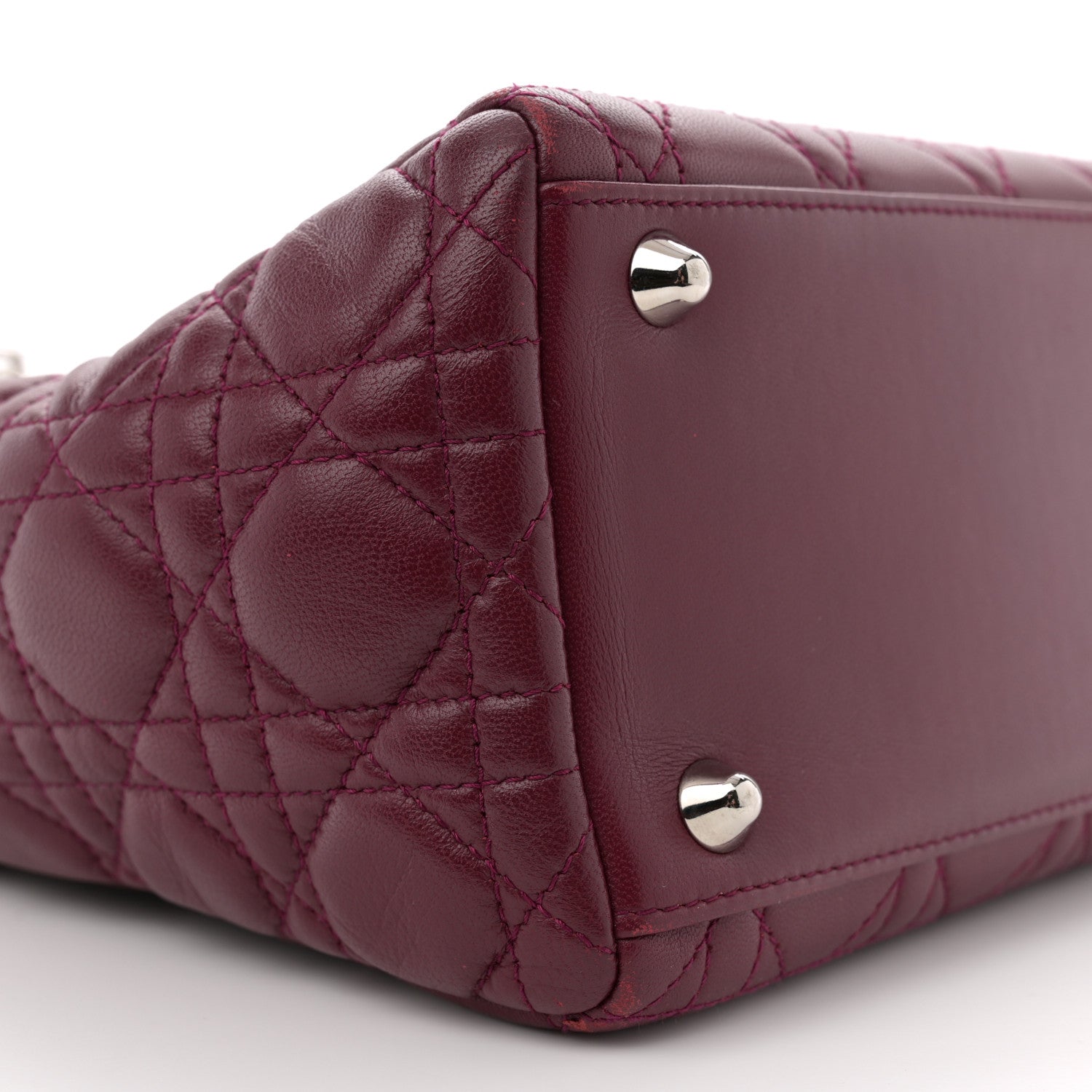 Christian Dior Lambskin Cannage Large Lady Dior Burgundy 9 of 15