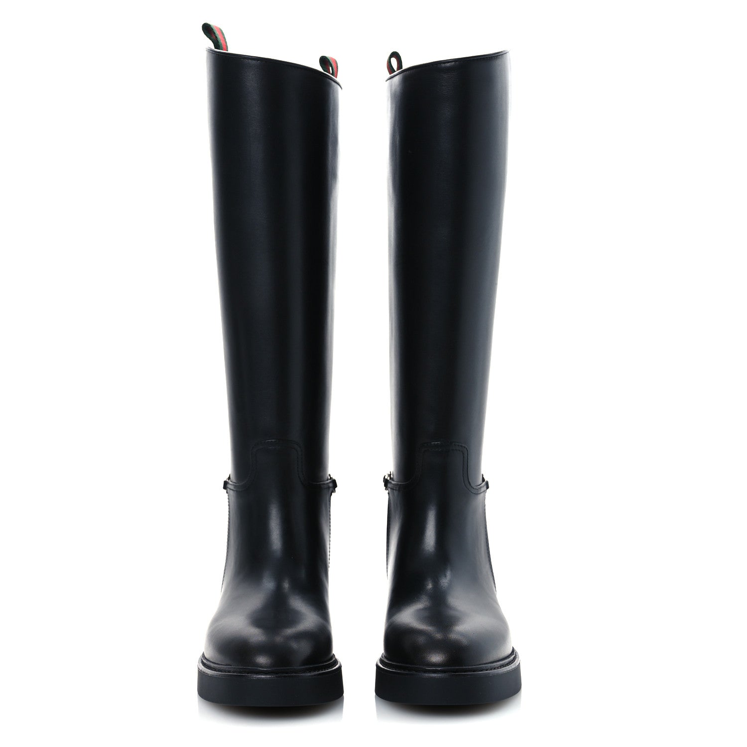 Gucci Shiny Calfskin Michelangelo Slim Horsebit Riding Boots 38 Black 3 of 11