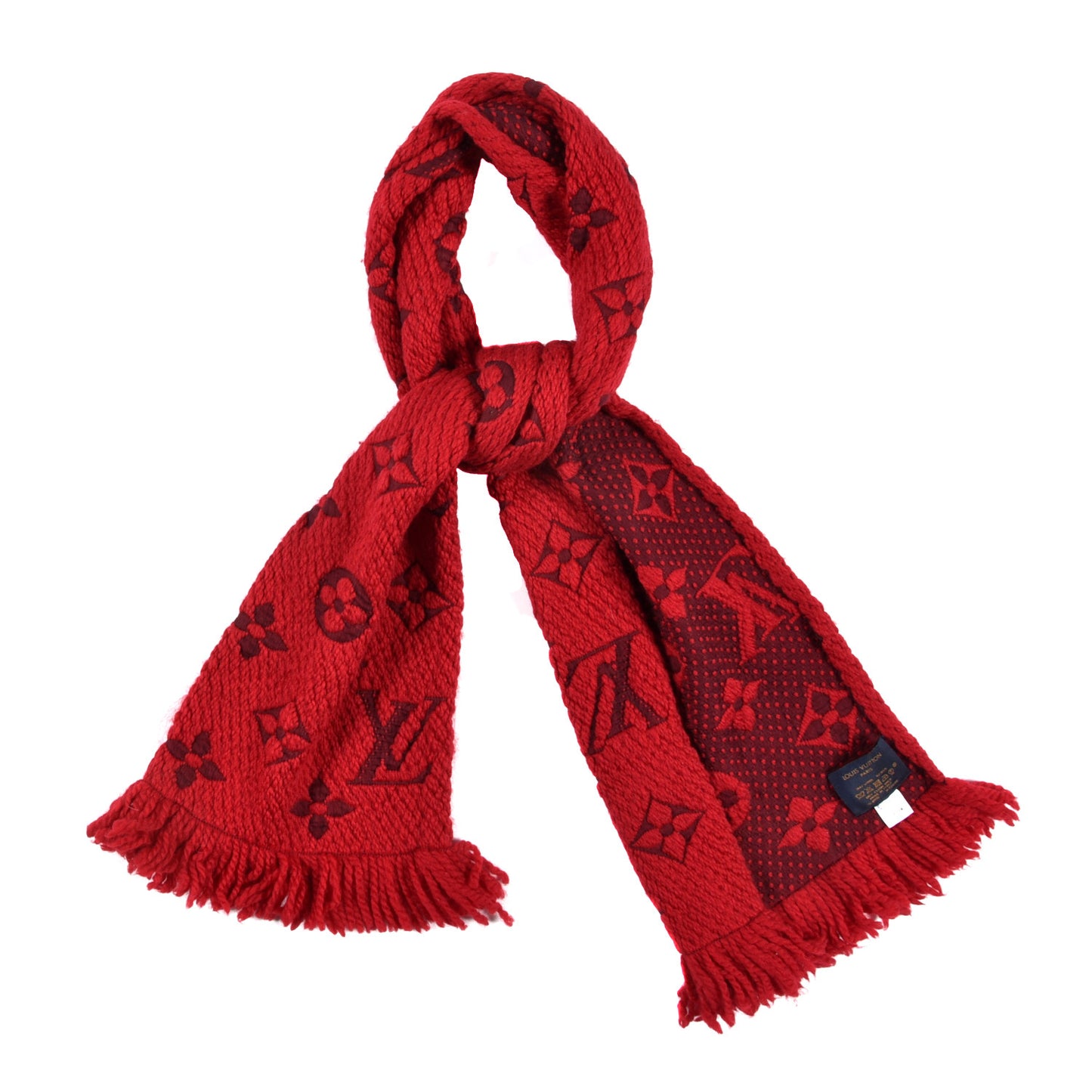 Wool Silk Logomania Scarf Rubis