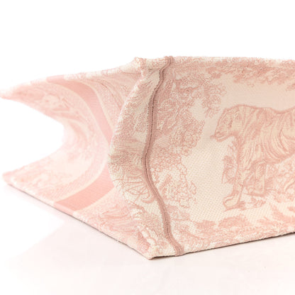 Christian Dior Canvas Embroidered Medium Dioriviera Toile De Jouy Book Tote Rose 7 of 9