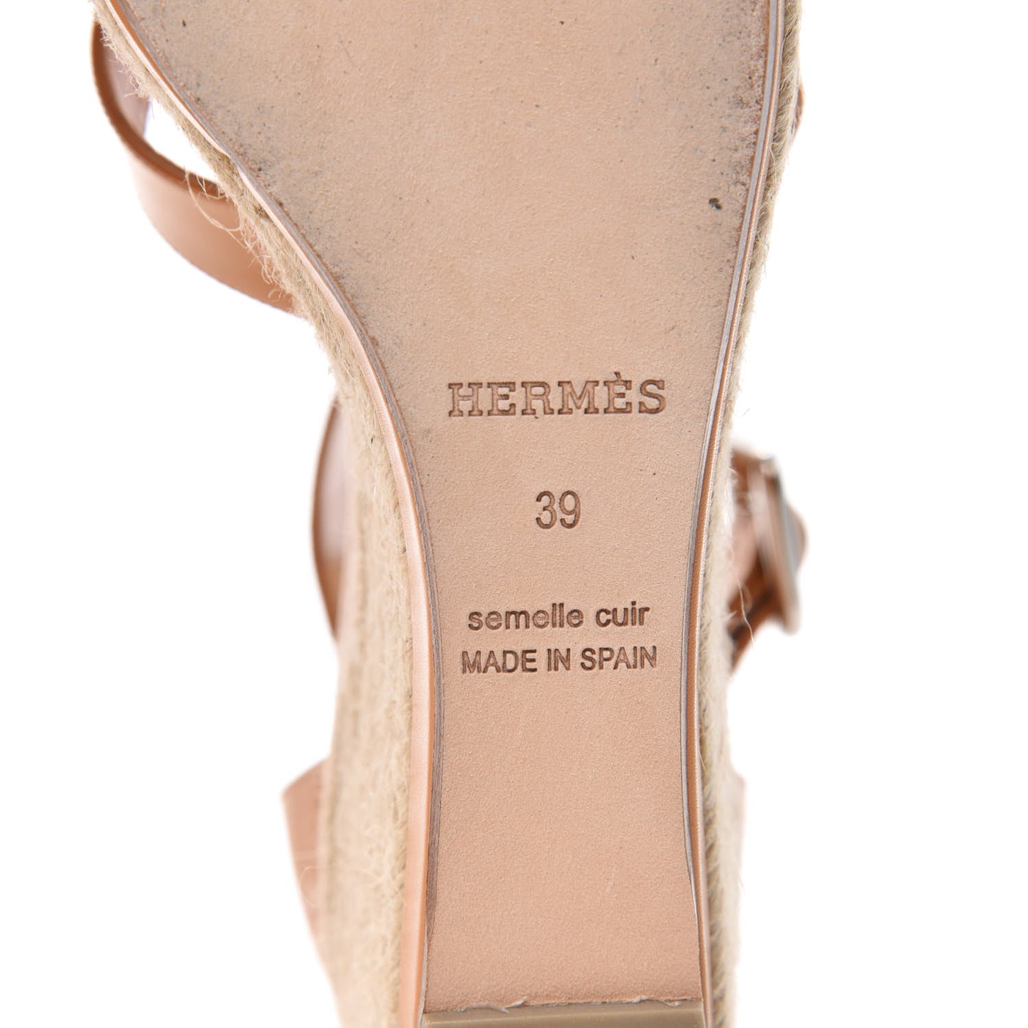 Hermes Calfskin Ilana Espadrille Wedge Sandals 39 Miel 6 of 10