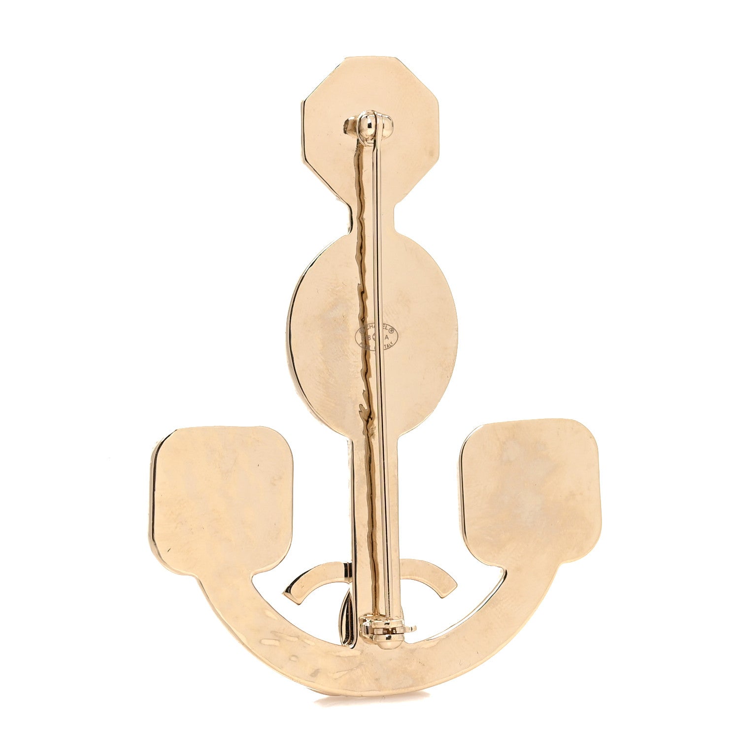 Chanel Crystal Enamel Anchor Brooch Beige Black 2 of 3