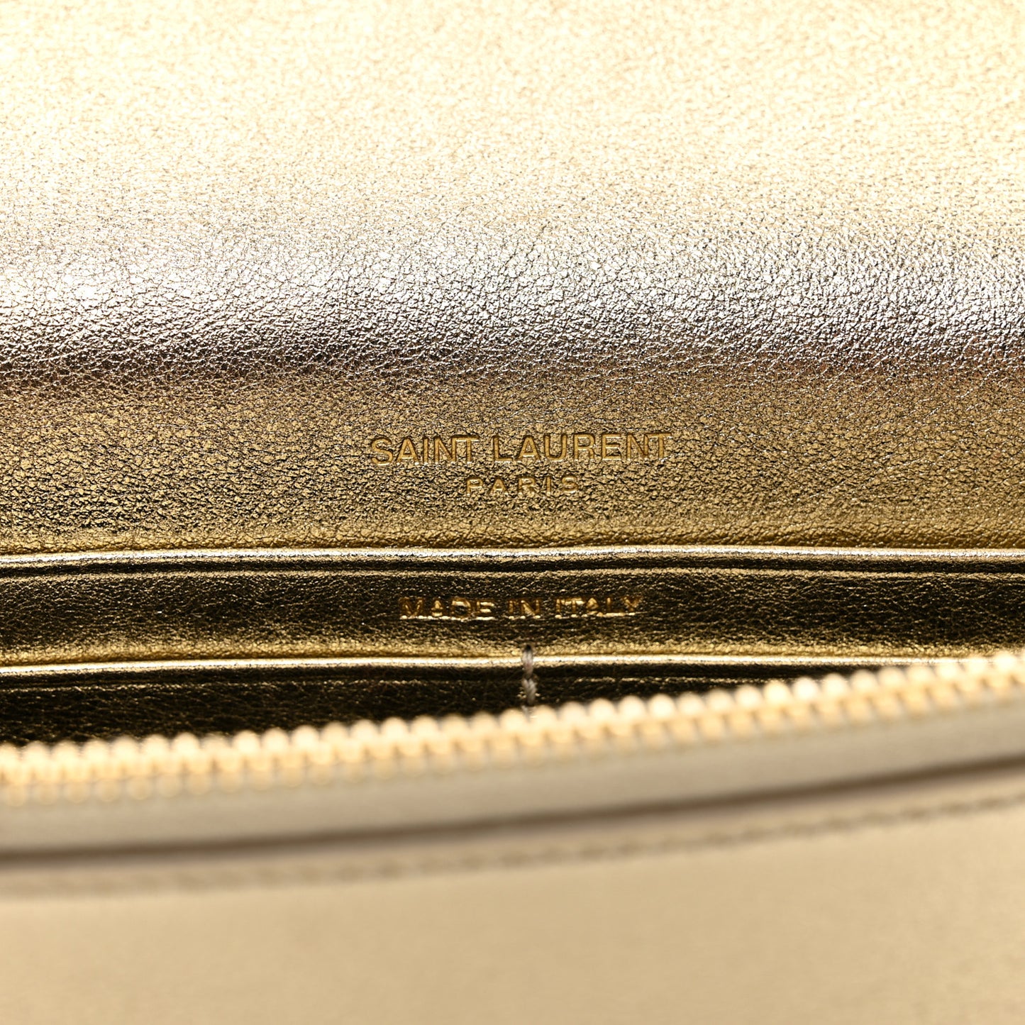 Metallic Calfskin Monogram Envelope Chain Wallet Gold