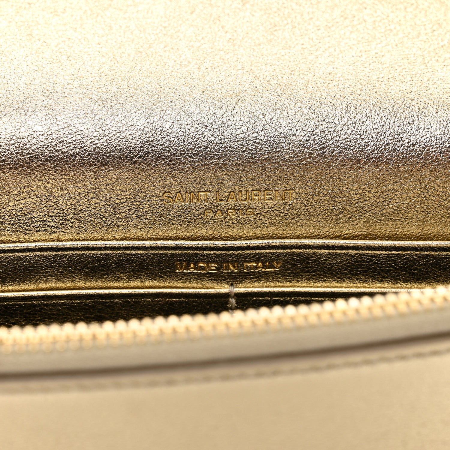 Saint Laurent Metallic Calfskin Monogram Envelope Chain Wallet Gold 7 of 12