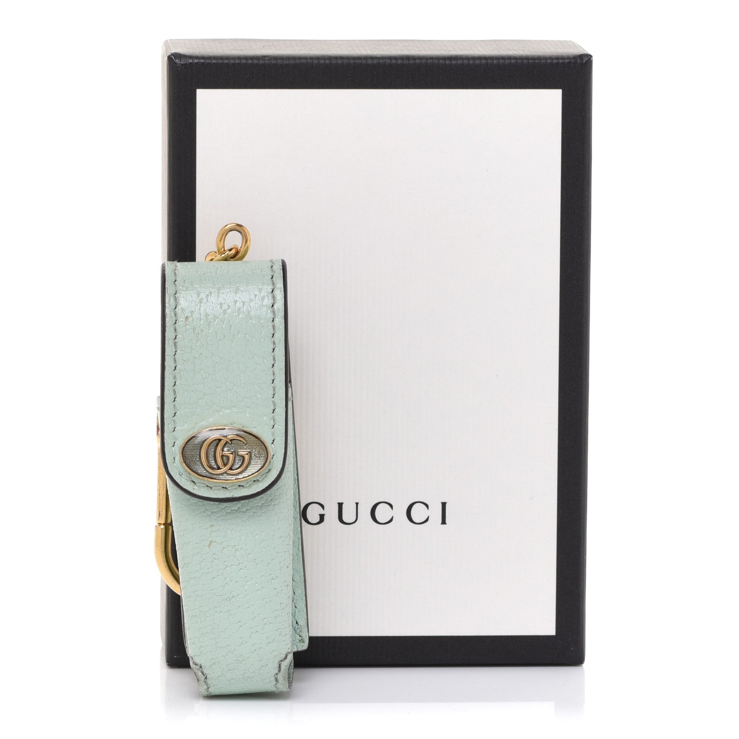 Gucci Textured Calfskin Enamel Single Porte Rouges Keychain Water Green 9 of 9