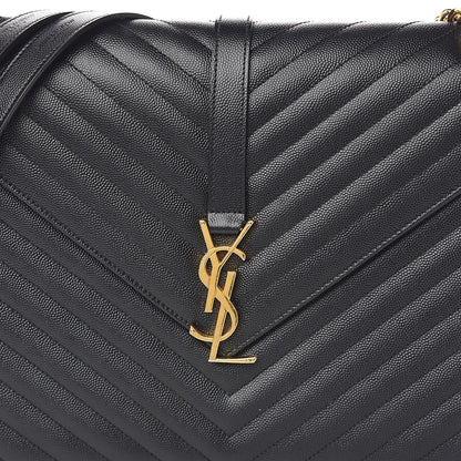 Saint Laurent Grain De Poudre Matelasse Chevron Large Monogram Satchel Black 13 of 14