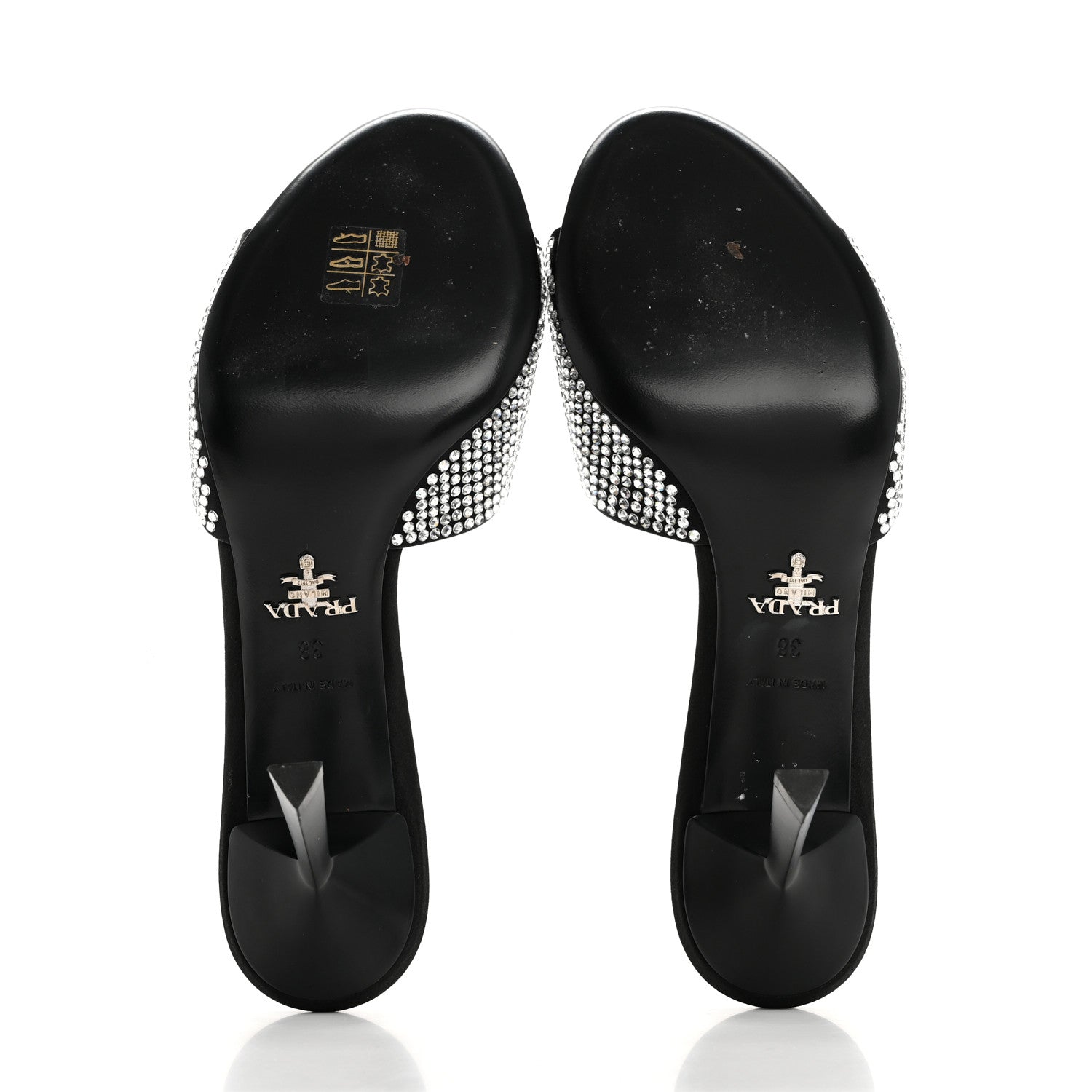 Prada Satin Crystal Logo 65mm Slide Sandals 38 Cristal 6 of 9