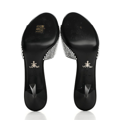 Prada Satin Crystal Logo 65mm Slide Sandals 38 Cristal 6 of 9