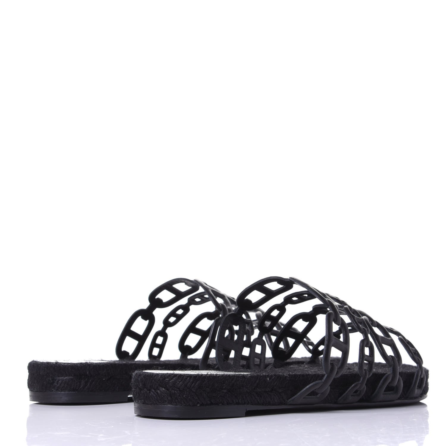 Hermes Nappa Ancone Espadrille Sandals 36 Black 4 of 10