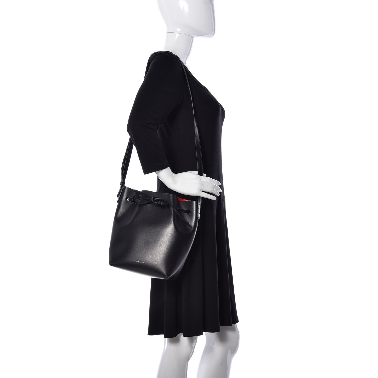 Vegetable Tanned Calfskin Mini Mini Bucket Bag Black Flamma