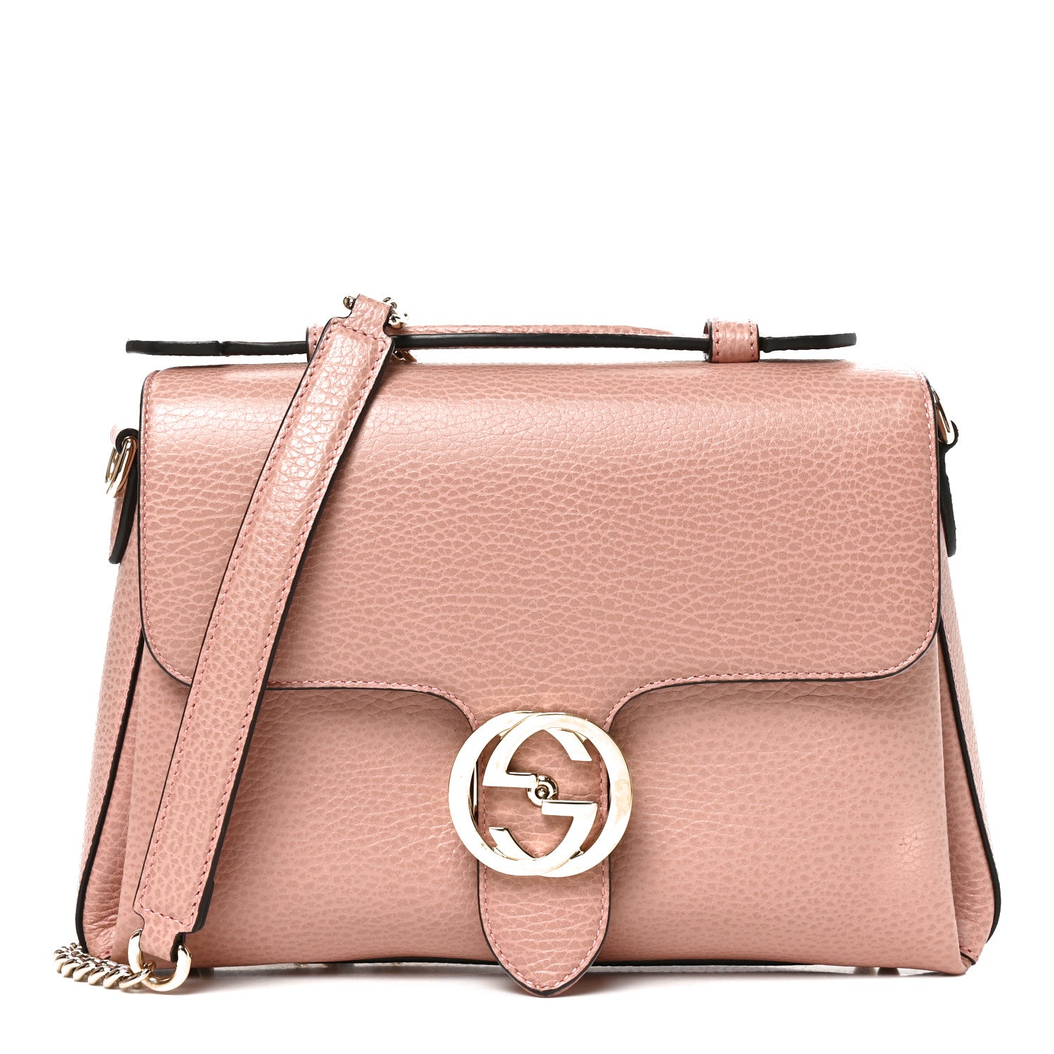 Gucci Dollar Calfskin Interlocking G Top Handle Shoulder Bag Soft Pink 1 of 10