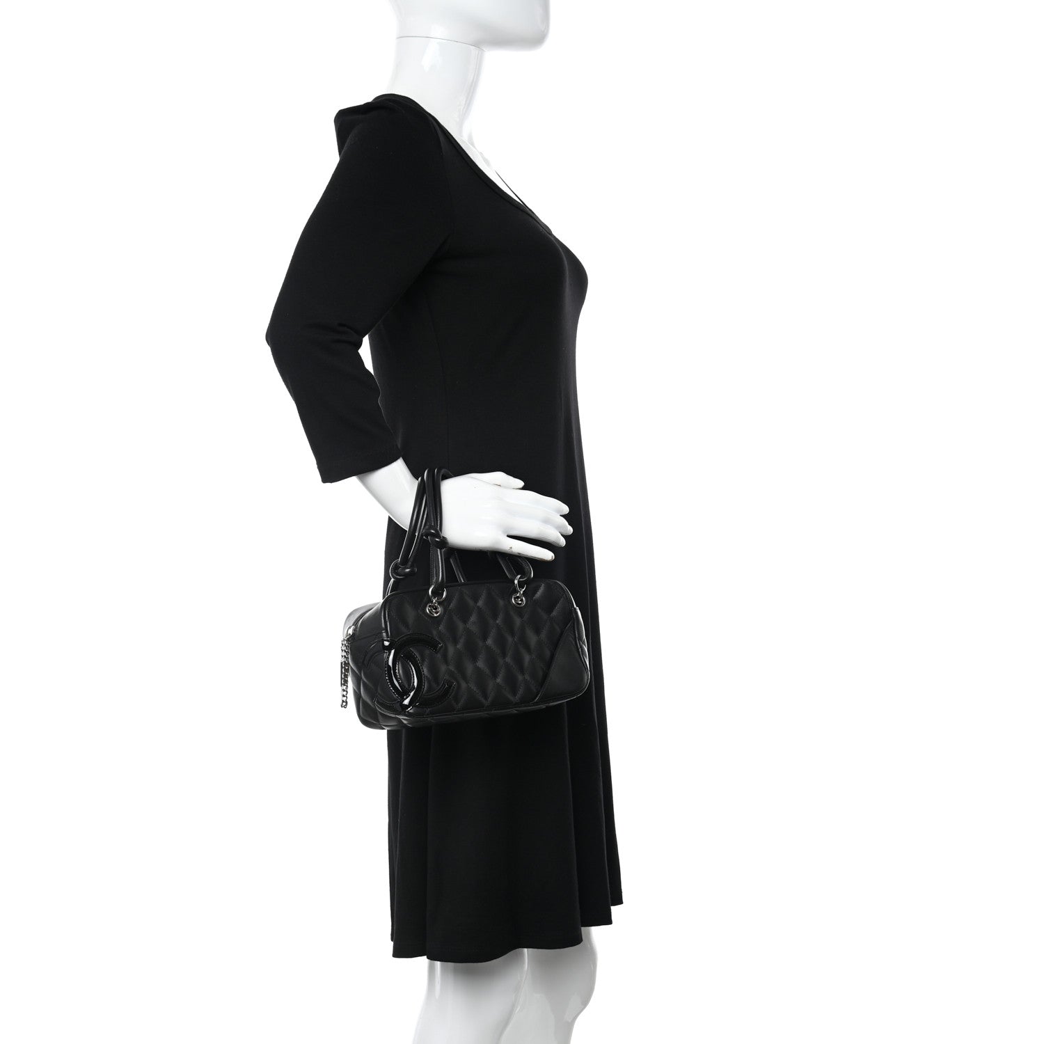 Chanel Calfskin Quilted Small Cambon Bowler Black 2 of 10