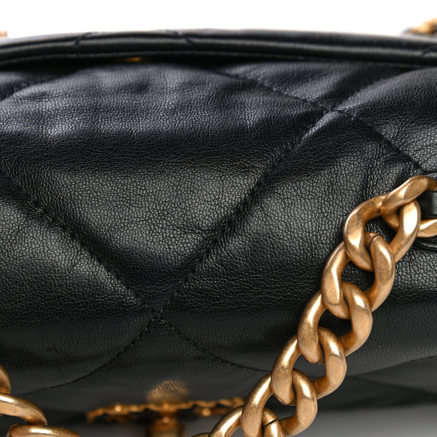 Shiny Goatskin Quilted Medium Chanel 19 Flap Black