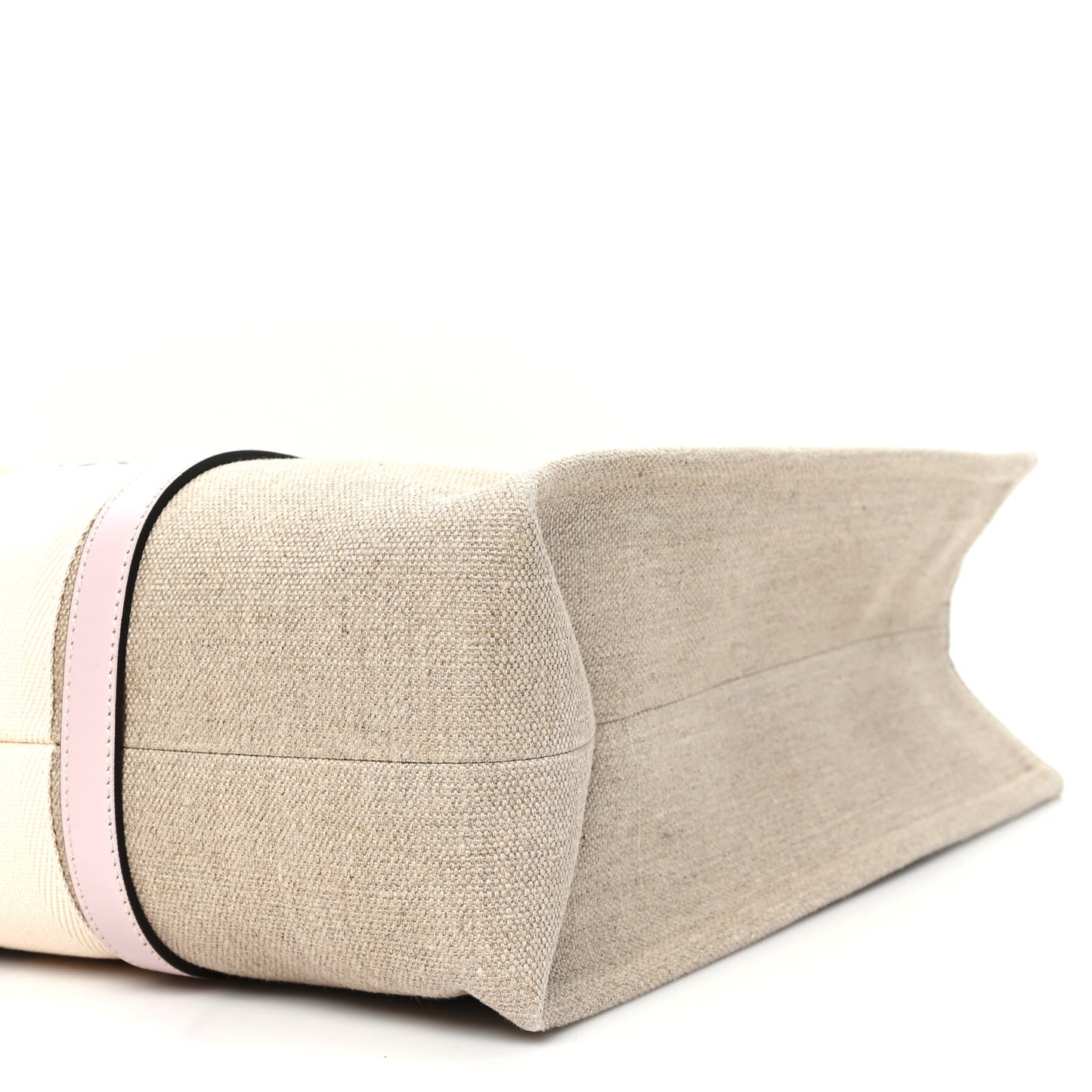 Linen Calfskin Large Woody Ribbon Tote Cement Pink