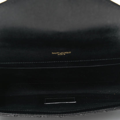 Saint Laurent Grain De Poudre Matelasse Chevron Monogram Envelope Clutch Black 5 of 7